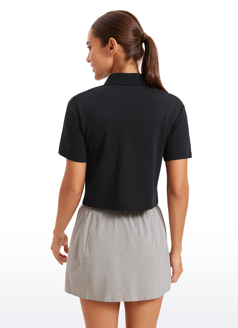 3 Button Collared Cropped Quick Dry Polo
