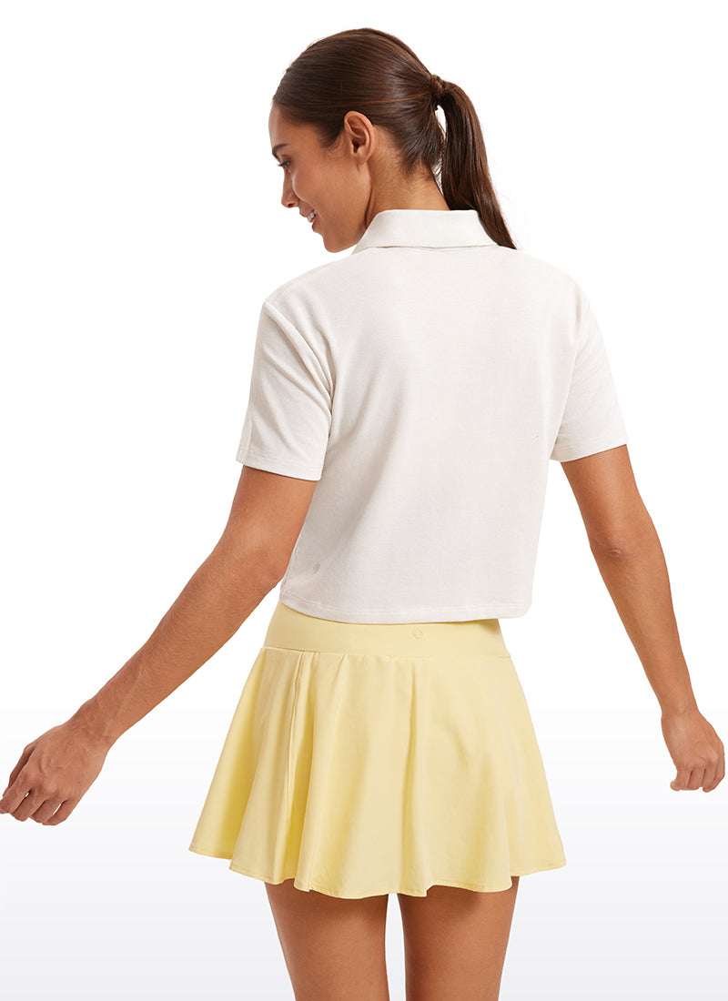 3 Button Collared Cropped Quick Dry Polo