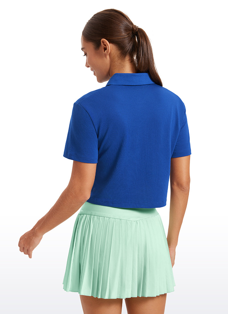 3 Button Collared Cropped Quick Dry Polo