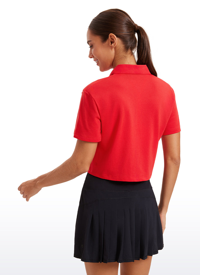 3 Button Collared Cropped Quick Dry Polo