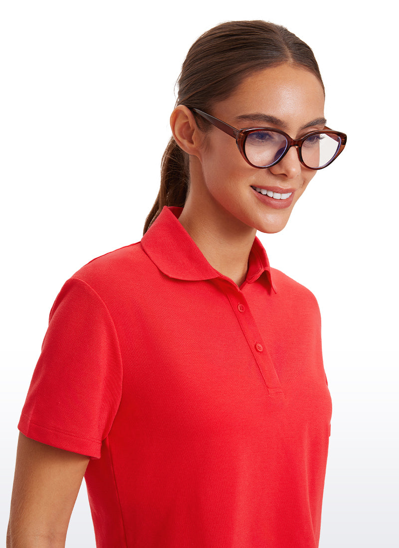 3 Button Collared Cropped Quick Dry Polo