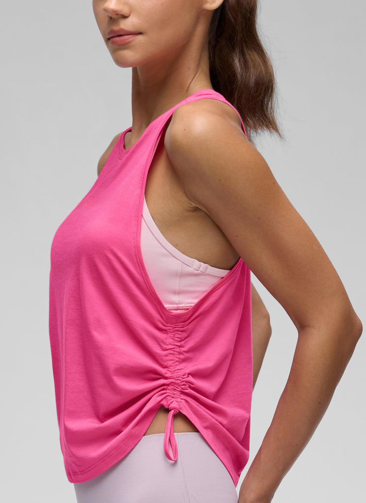 CRZ YOGA Women's Yoga Loose Fit Tops Pima Cotton Tank Ruched Racerback purple gray