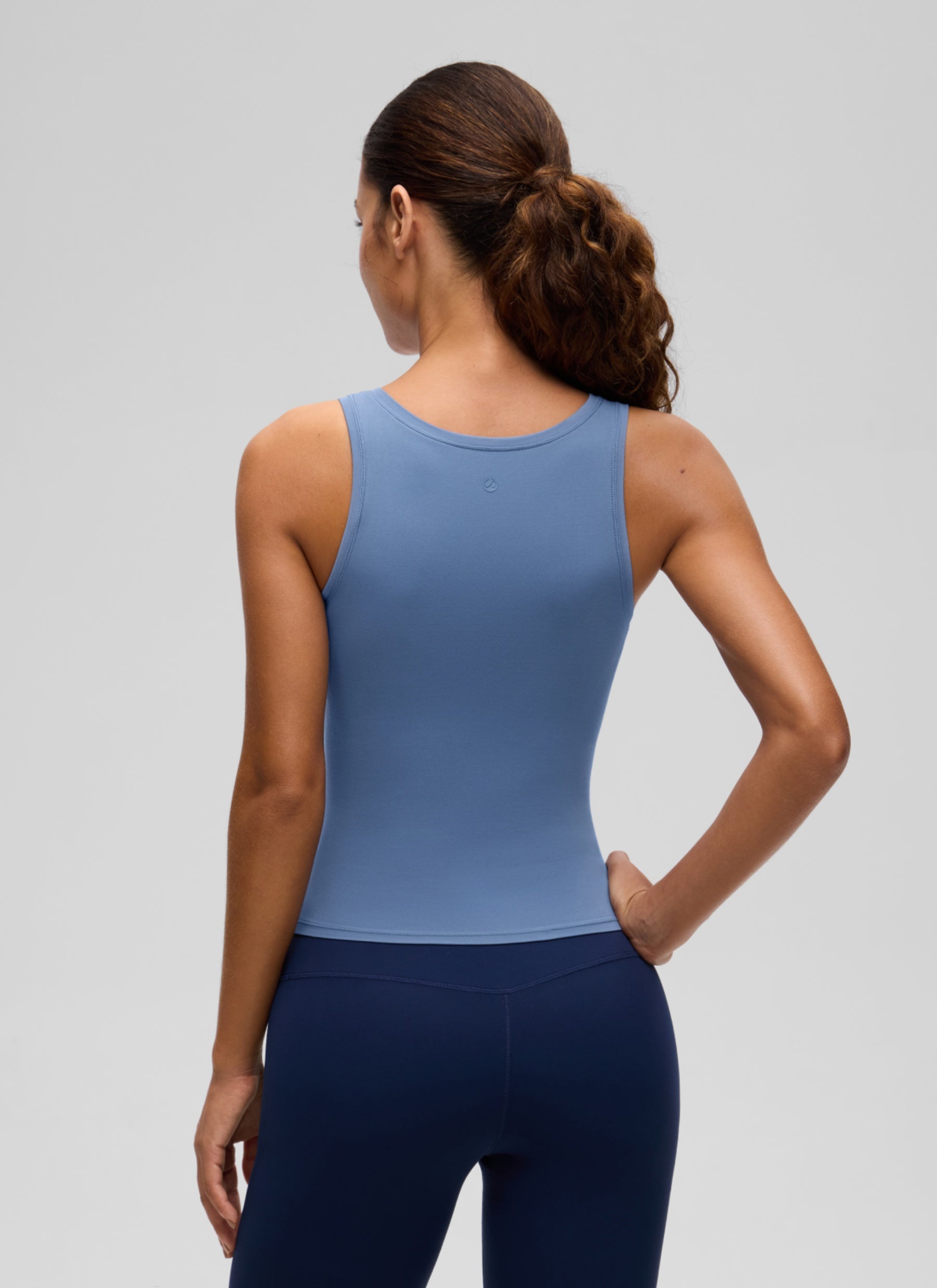 CRZ YOGA Women Softembrace Soft Double Lined Scoop Neck Tanks Casual Tops Oasis Blue @model_info:J