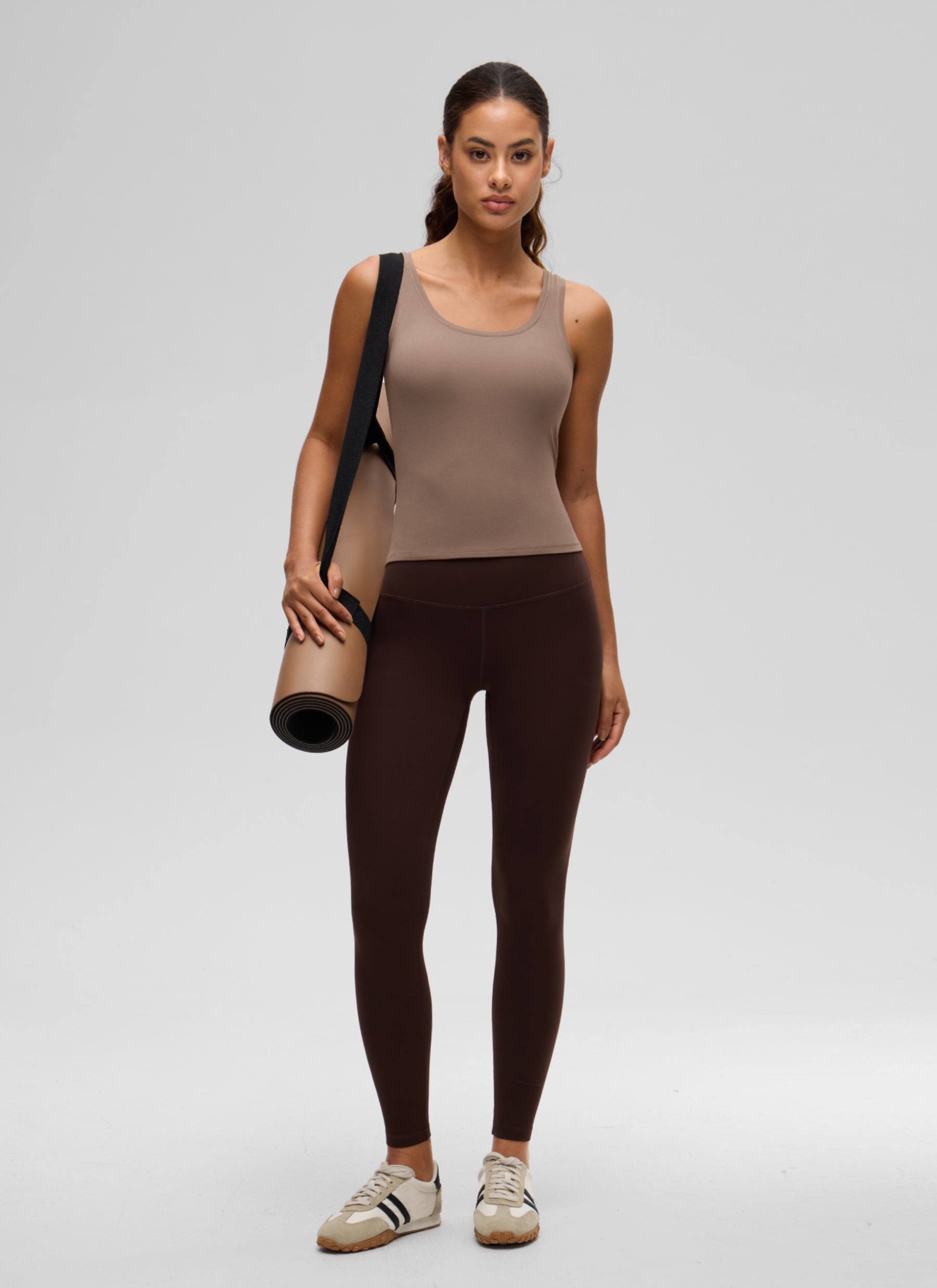 CRZ YOGA Women Softembrace Soft Double Lined Scoop Neck Tanks Casual Tops Brown Purple @model_info:J
