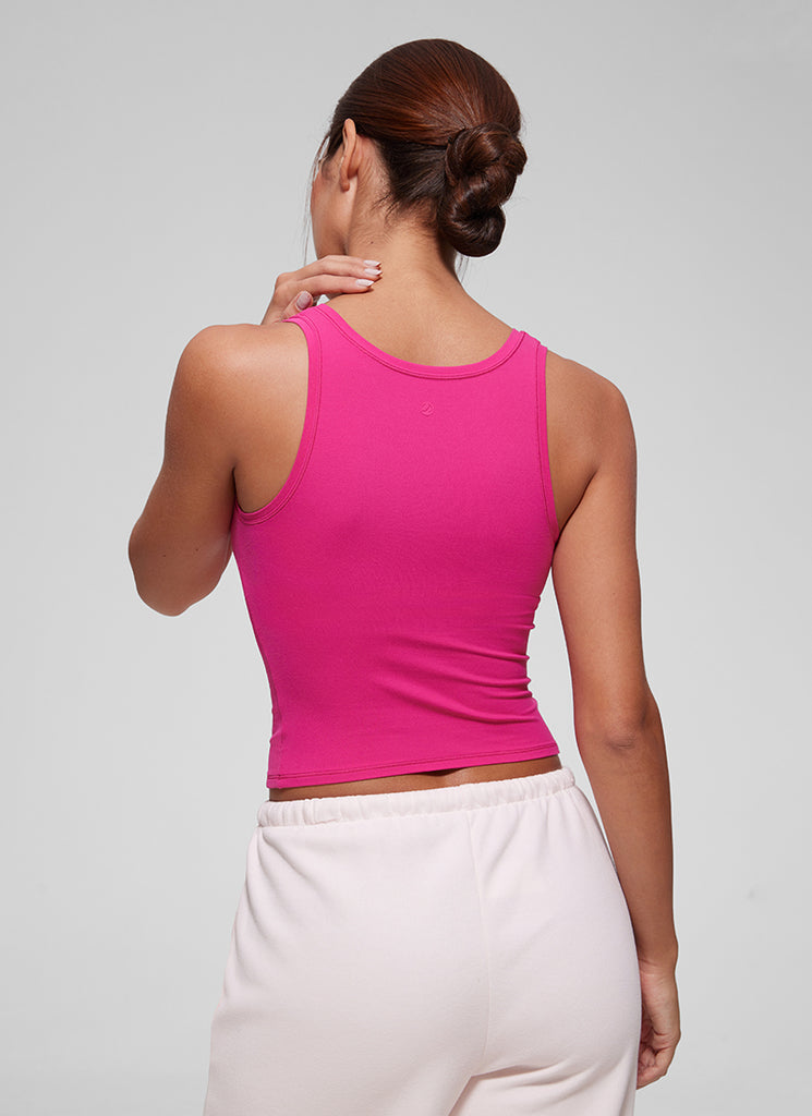 CRZ YOGA Women Softembrace Soft Double Lined Scoop Neck Tanks Casual Tops Hot Fudge Brown