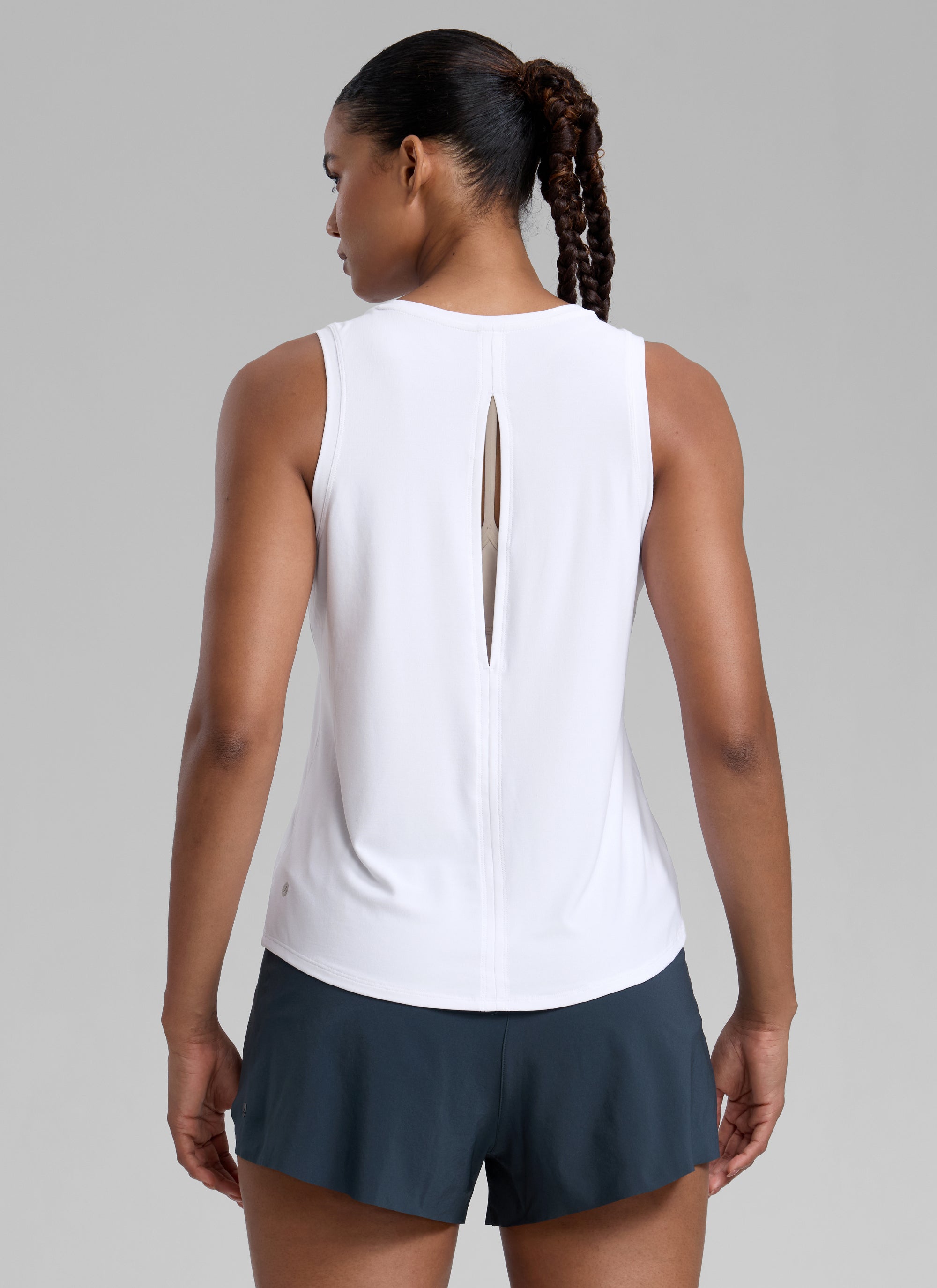 CRZ YOGA Women High Neck Cloudweight Open Back Lightweight Athletic Tank Black