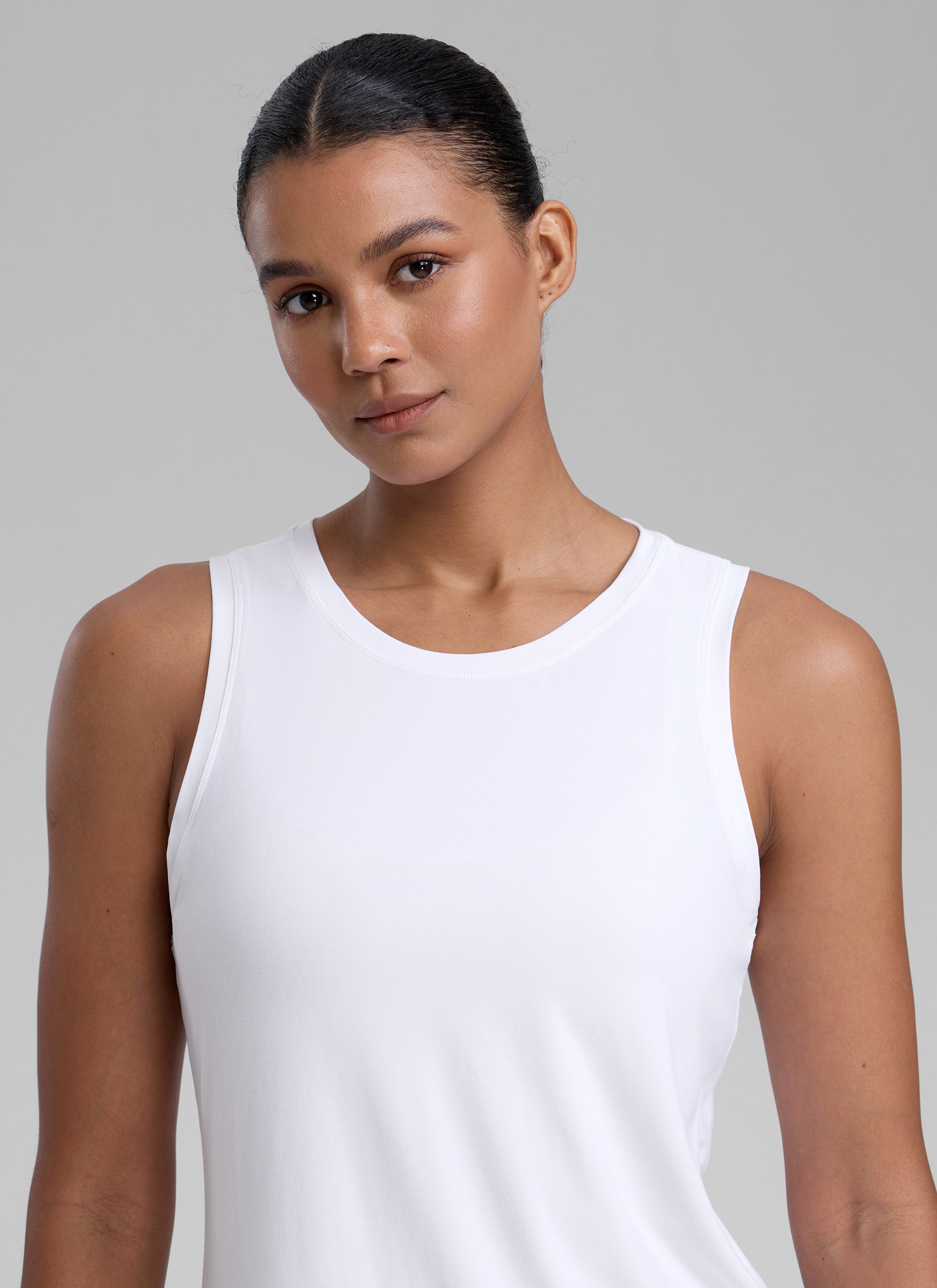 CRZ YOGA Women High Neck Cloudweight Open Back Lightweight Athletic Tank Black