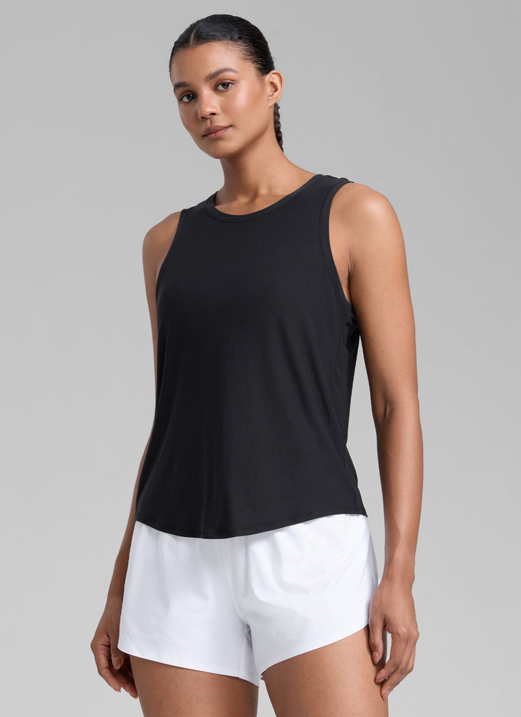 CRZ YOGA Women High Neck Cloudweight Open Back Lightweight Athletic Tank True Navy