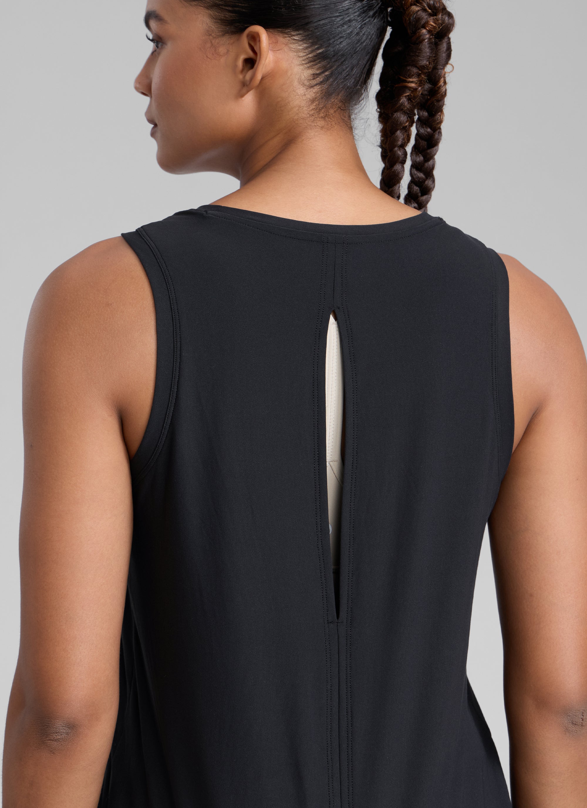 CRZ YOGA Women High Neck Cloudweight Open Back Lightweight Athletic Tank True Navy