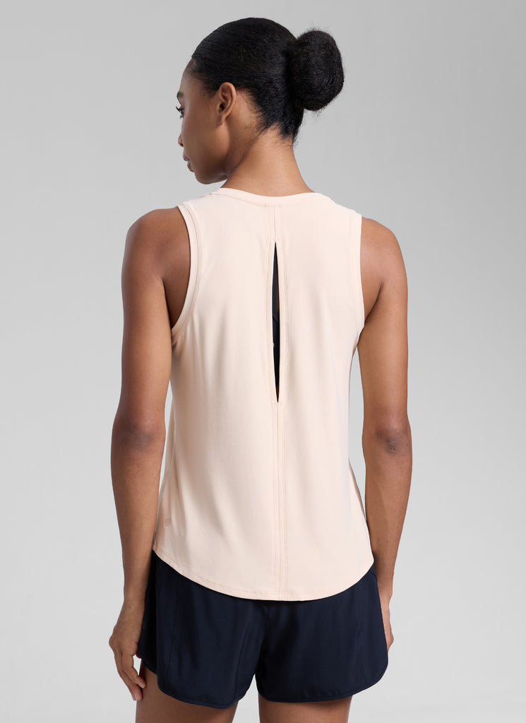 CRZ YOGA Women High Neck Cloudweight Open Back Lightweight Athletic Tank Graphite Green