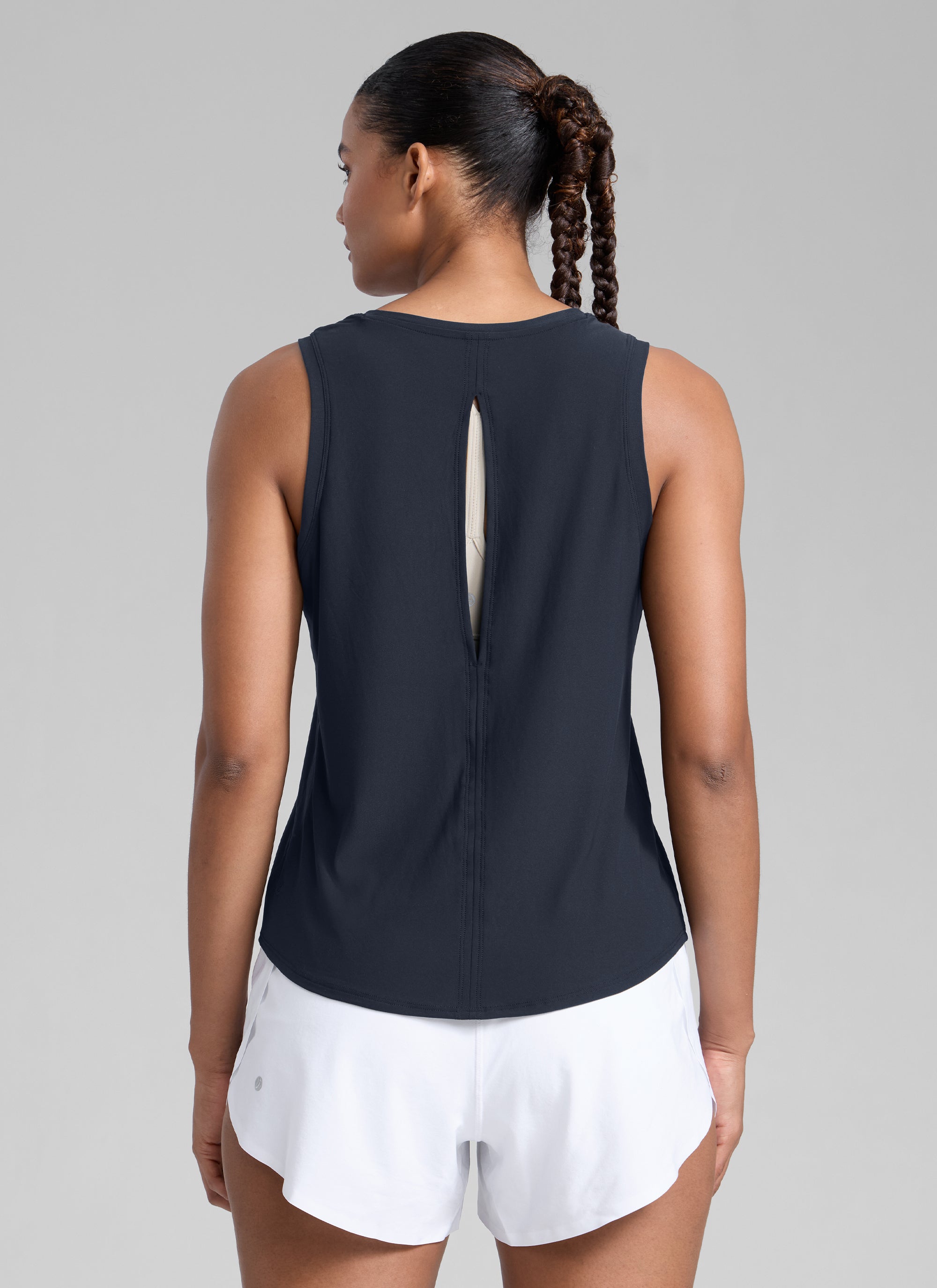 CRZ YOGA Women High Neck Cloudweight Open Back Lightweight Athletic Tank Pink Peony