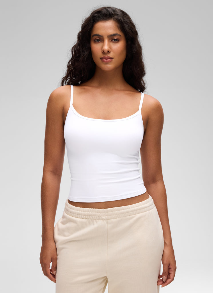 CRZ YOGA Women's Butterluxe Casual Scoop Neck U Back Double Lined Tank Kayak Blue