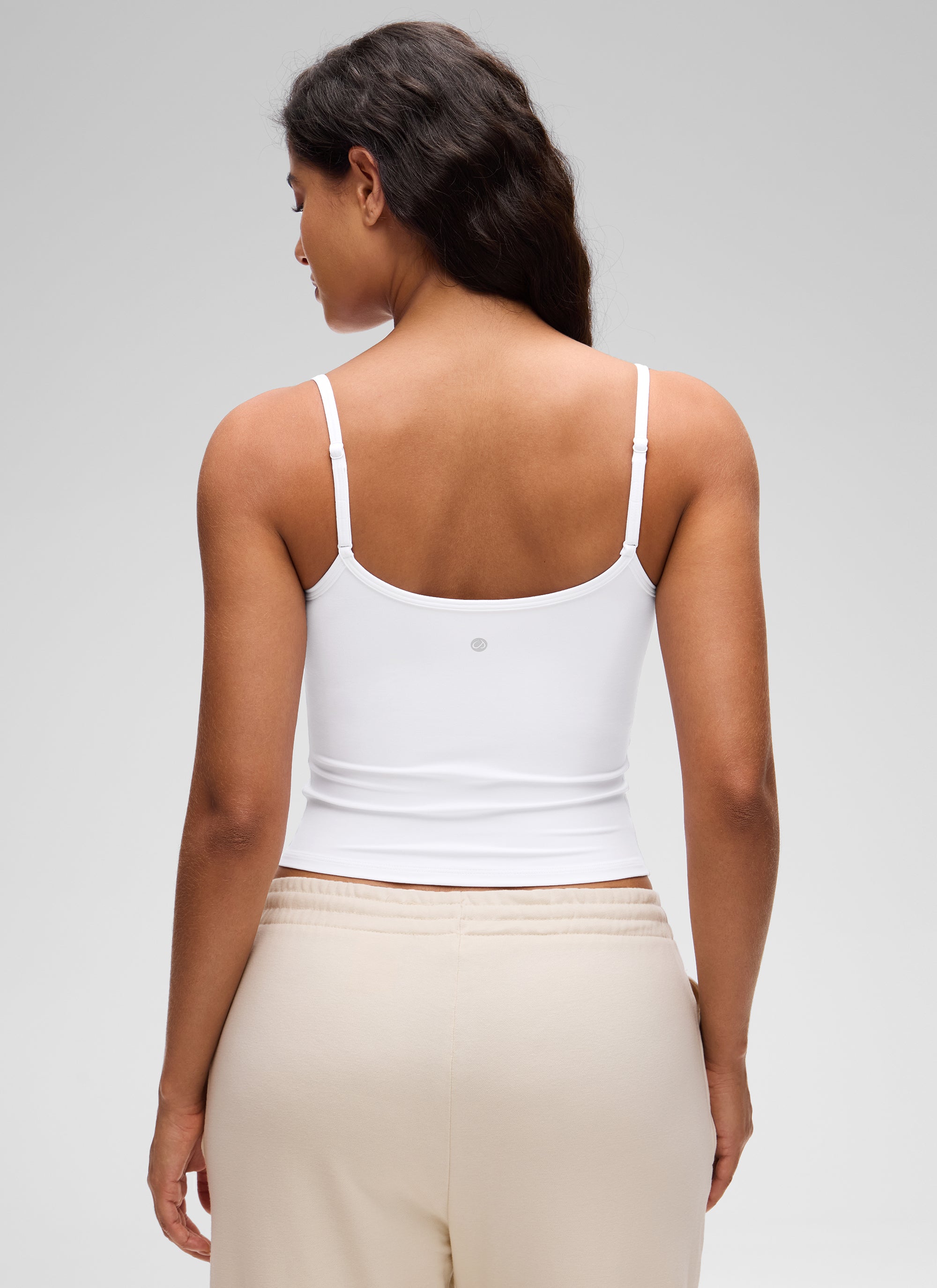 CRZ YOGA Women's Butterluxe Casual Scoop Neck U Back Double Lined Tank White