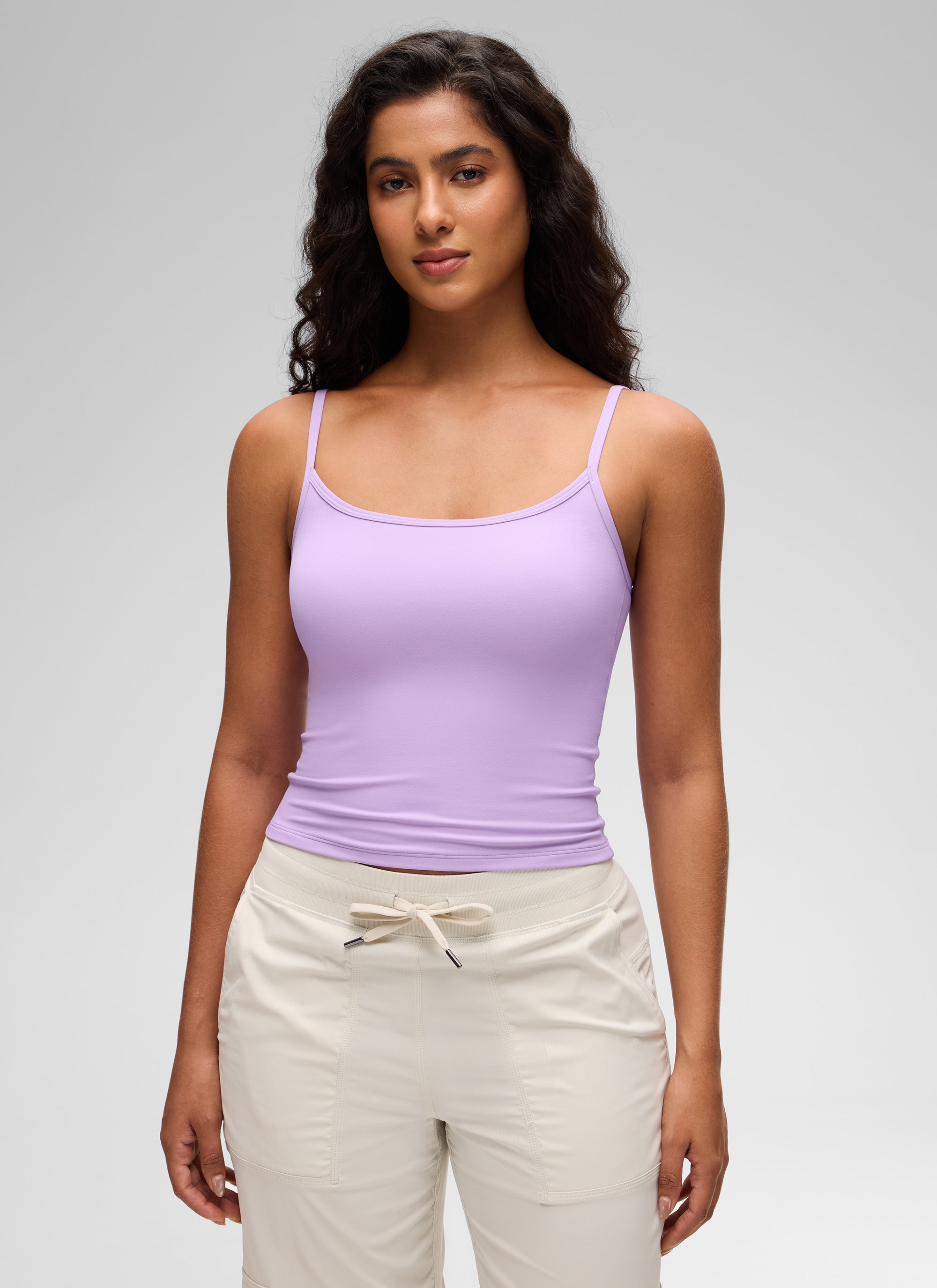 CRZ YOGA Women's Butterluxe Casual Scoop Neck U Back Double Lined Tank Elfin Purple