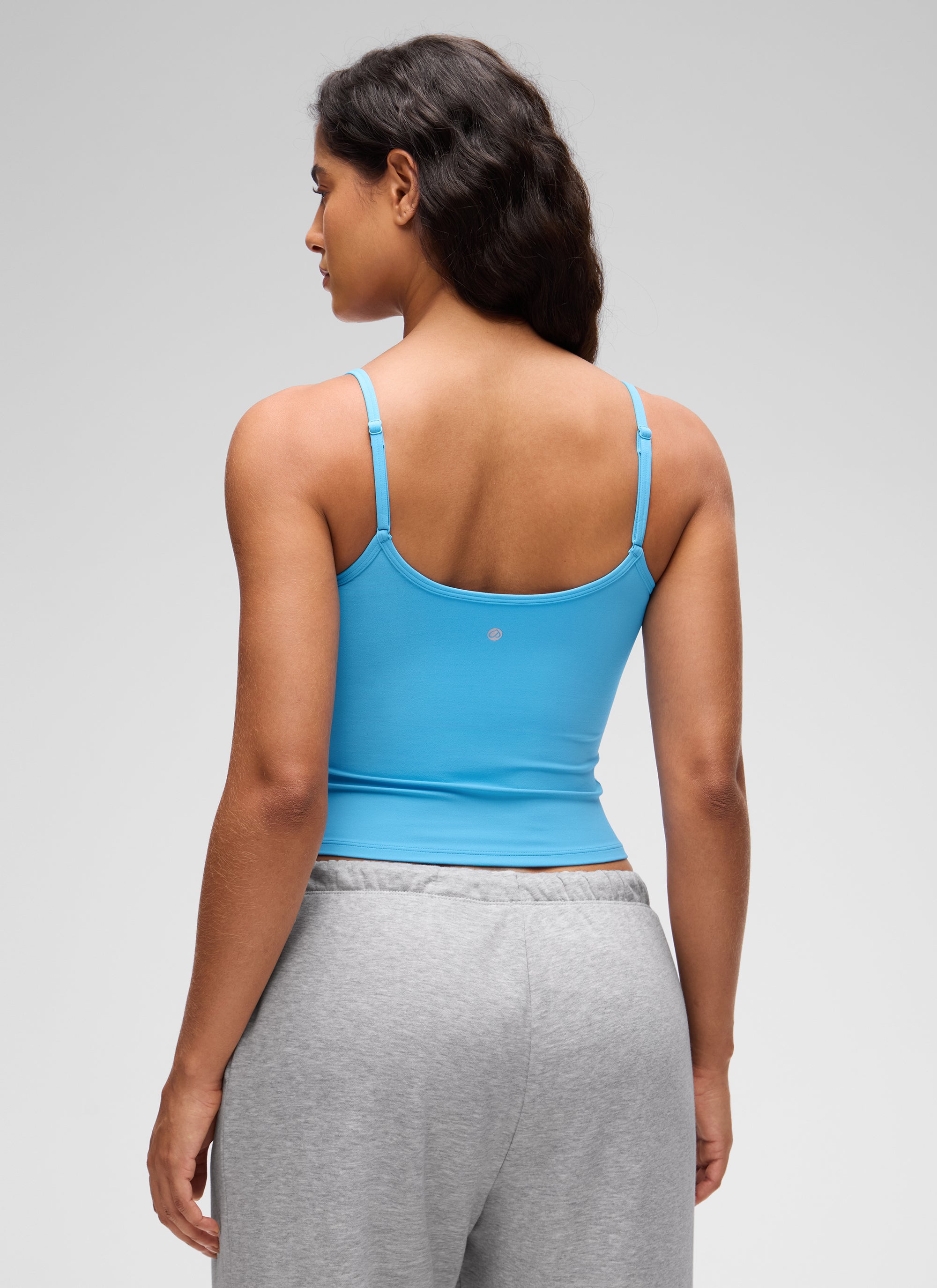 CRZ YOGA Women's Butterluxe Casual Scoop Neck U Back Double Lined Tank Kayak Blue