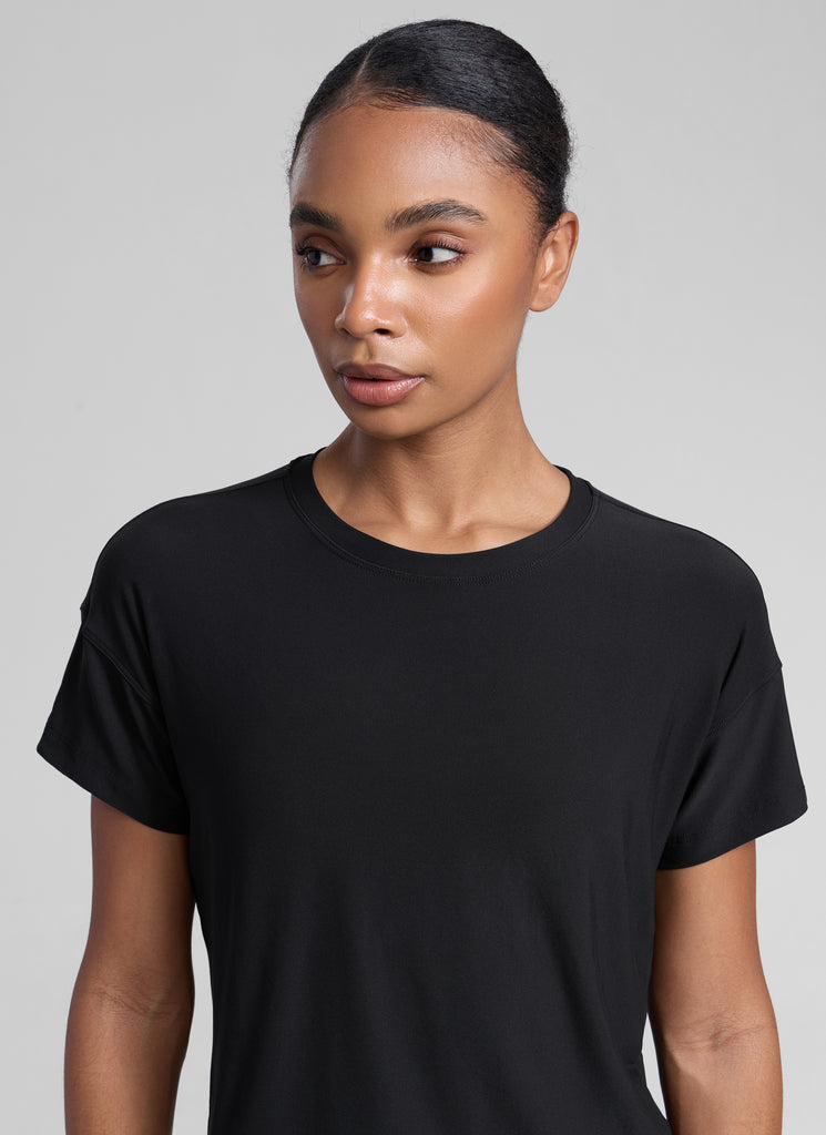 CRZ YOGA Women Cloudweight High Crew Neck Lightweight Loose Short Sleeve Graphite Green