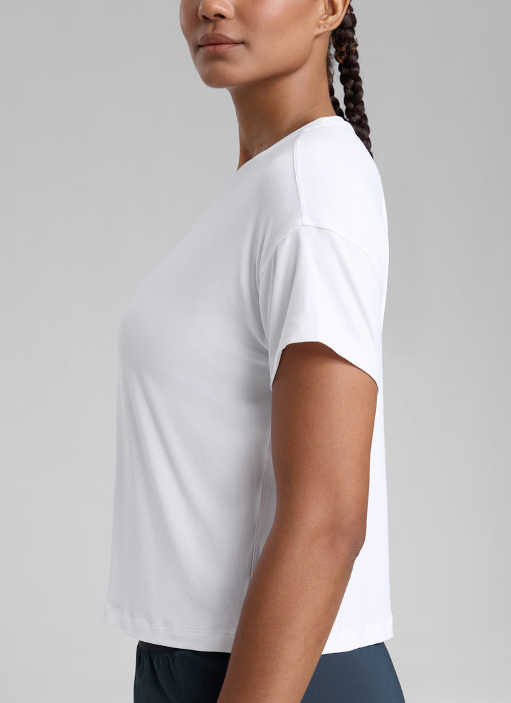 CRZ YOGA Women Cloudweight High Crew Neck Lightweight Loose Short Sleeve Black