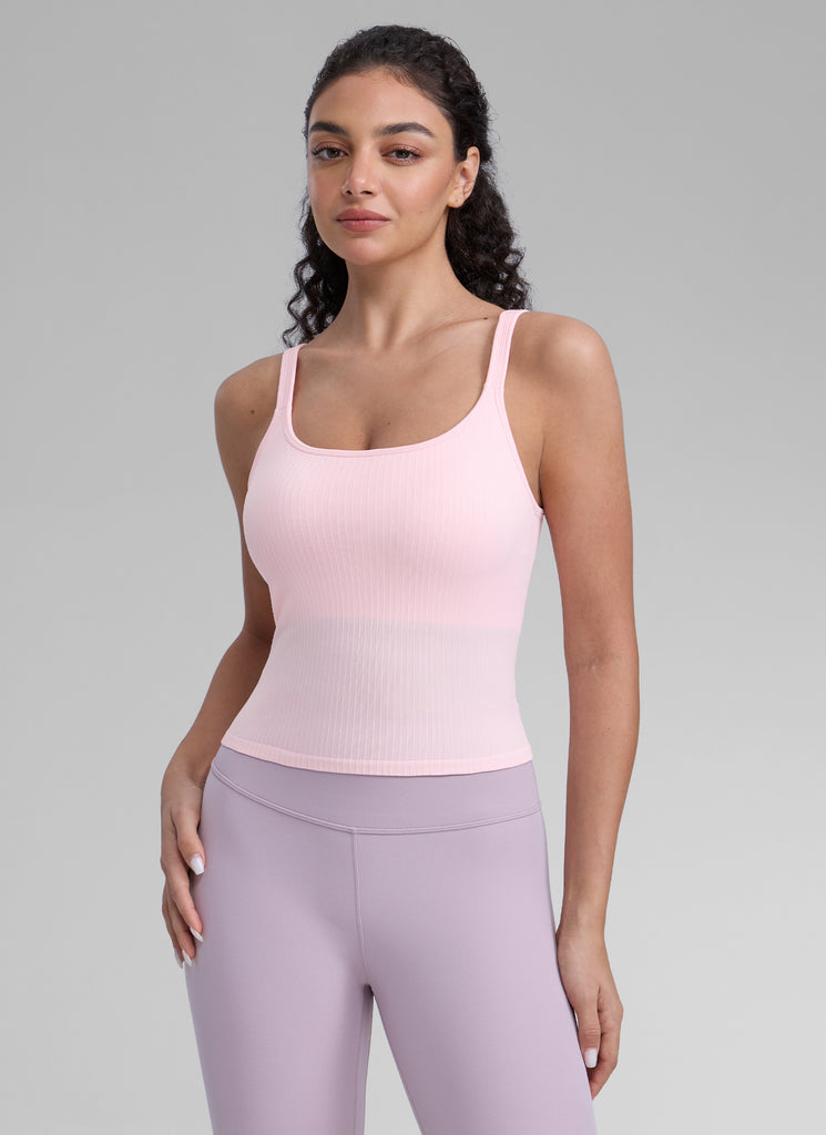 CRZ YOGA Women's Yoga Training Seamless Padded Open Back Sports Bra Hot Fudge Brown