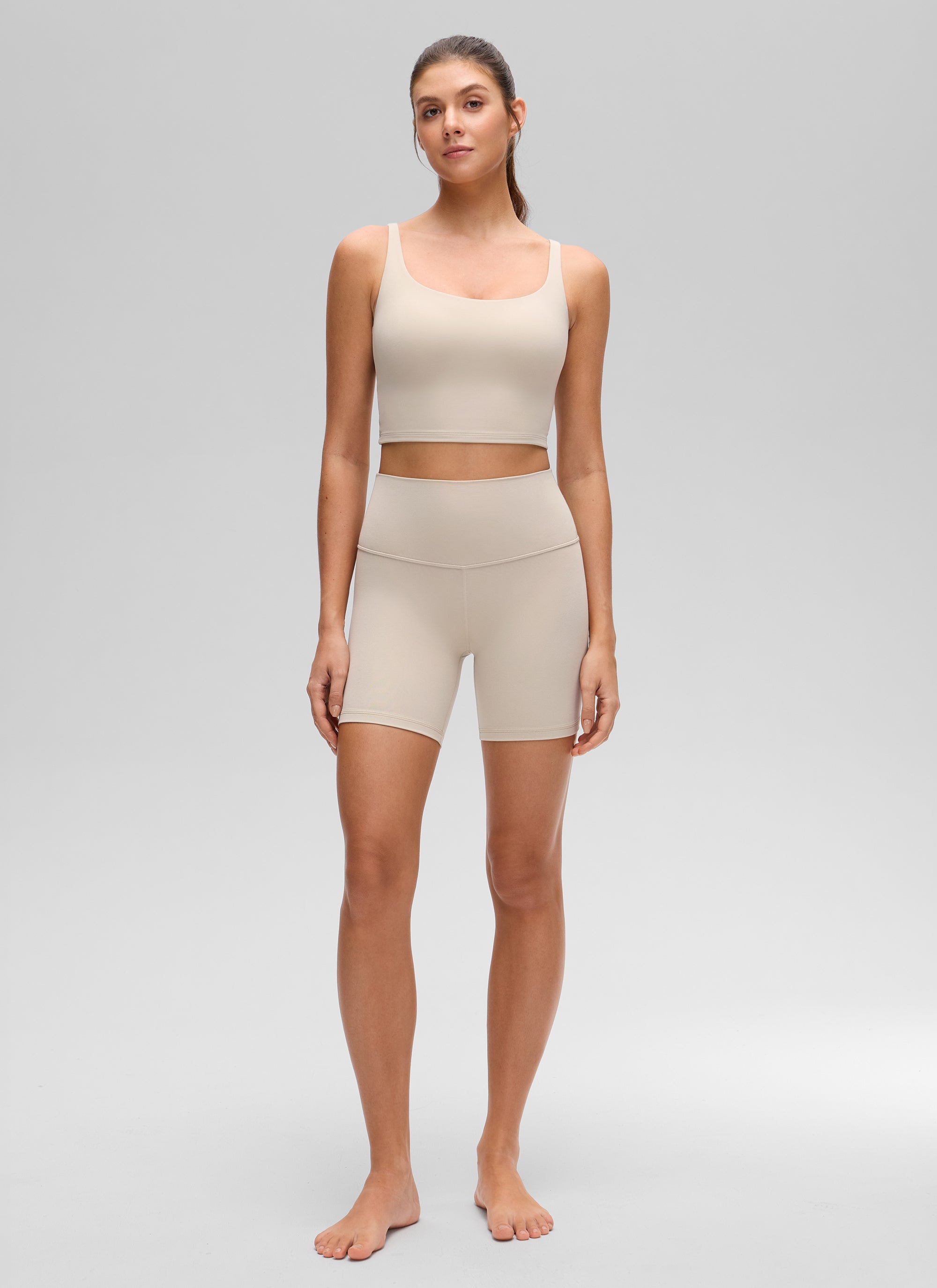 CRZ YOGA Women's Butterluxe Soft Square Neck Crop Double Lined Tank Hot Fudge Brown