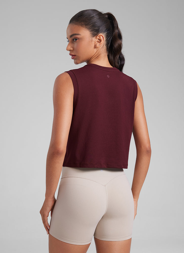 CRZ YOGA Women Workout Casual Poly Cotton-Blend Muscle Tank Quick Dry Deep Red