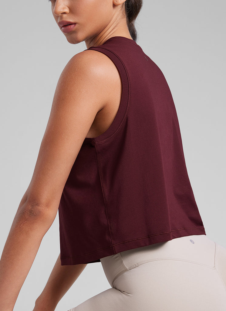 CRZ YOGA Women Workout Casual Poly Cotton-Blend Muscle Tank Quick Dry Belgian Blue