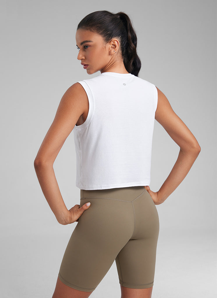 CRZ YOGA Women Workout Casual Poly Cotton-Blend Muscle Tank Quick Dry Black