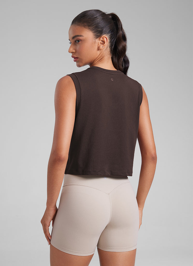 CRZ YOGA Women Workout Casual Poly Cotton-Blend Muscle Tank Quick Dry White