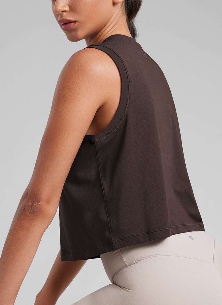 CRZ YOGA Women Workout Casual Poly Cotton-Blend Muscle Tank Quick Dry Grey Sage