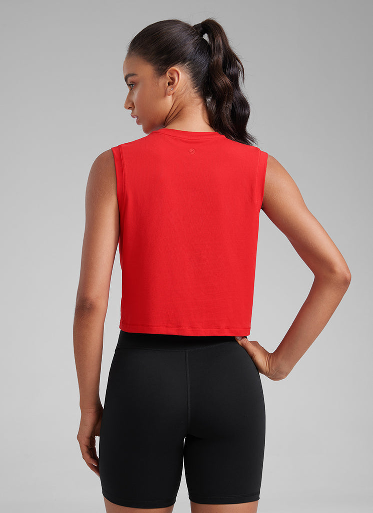 CRZ YOGA Women Workout Casual Poly Cotton-Blend Muscle Tank Quick Dry Grey Sage