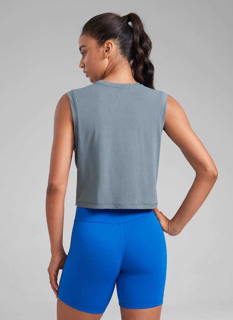 CRZ YOGA Women Workout Casual Poly Cotton-Blend Muscle Tank Quick Dry Hot Fudge Brown