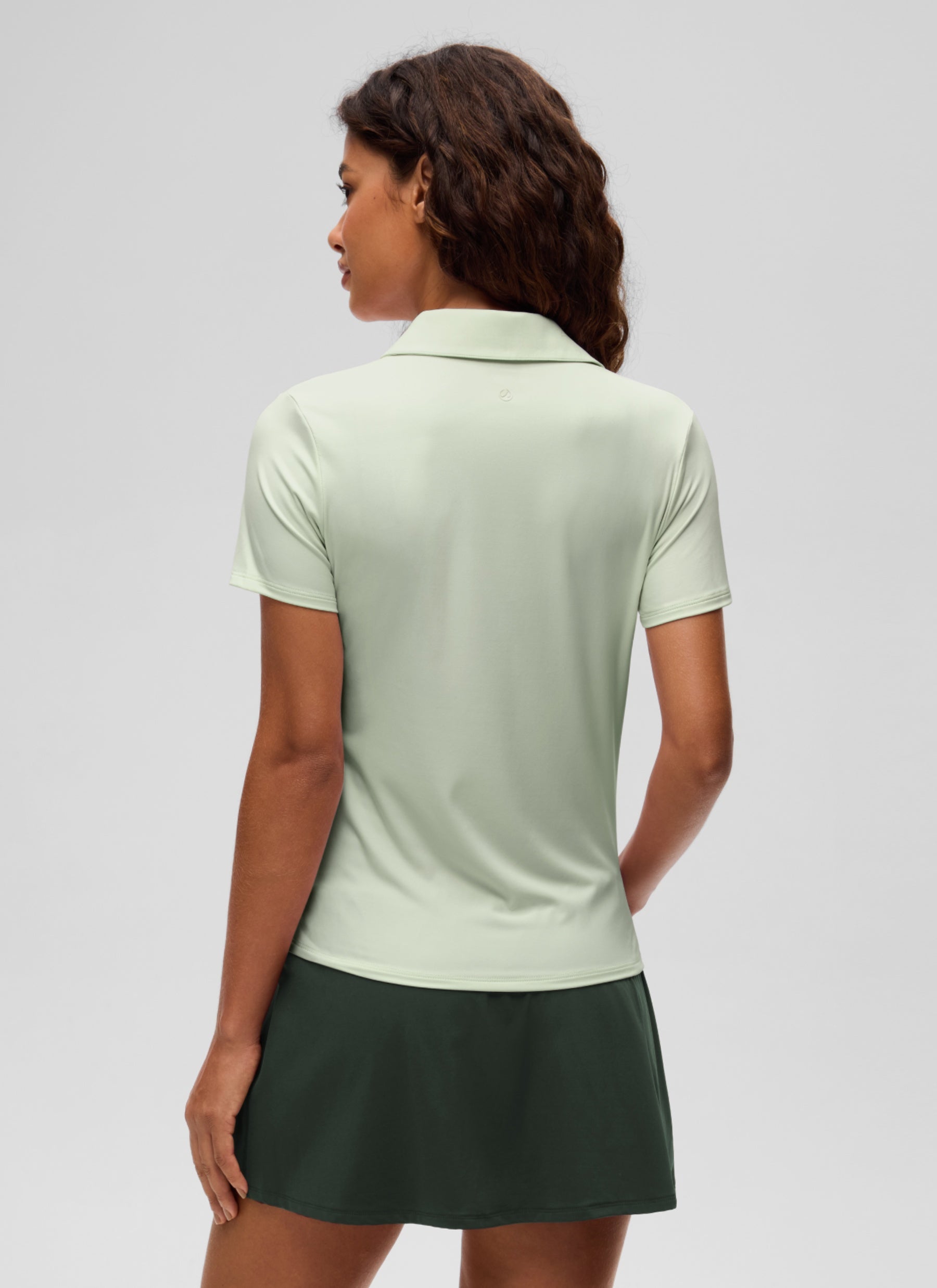 CRZ YOGA Women's Golf Tennis Hip Length Polo Slim Fit Short Sleeve Jade Grey @model_info:J