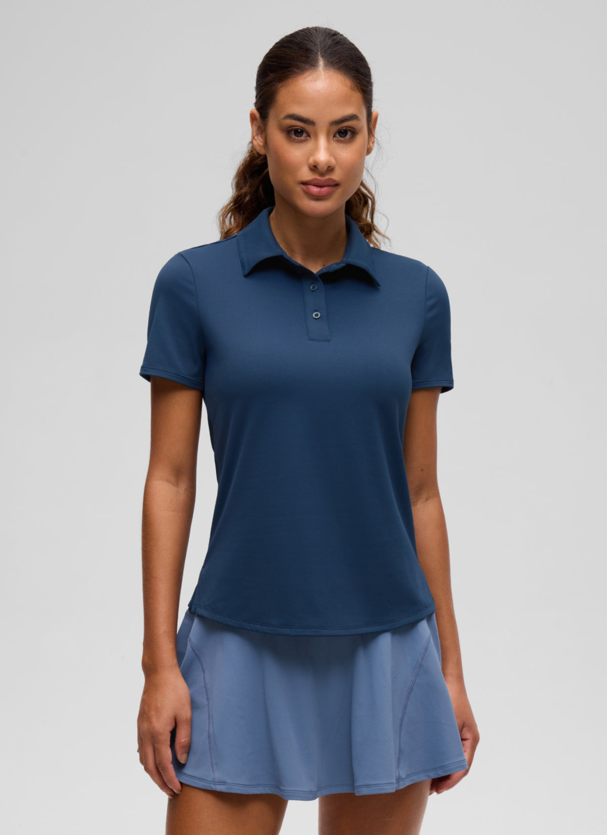 CRZ YOGA Women's Golf Tennis Hip Length Polo Slim Fit Short Sleeve Club Blue @model_info:J