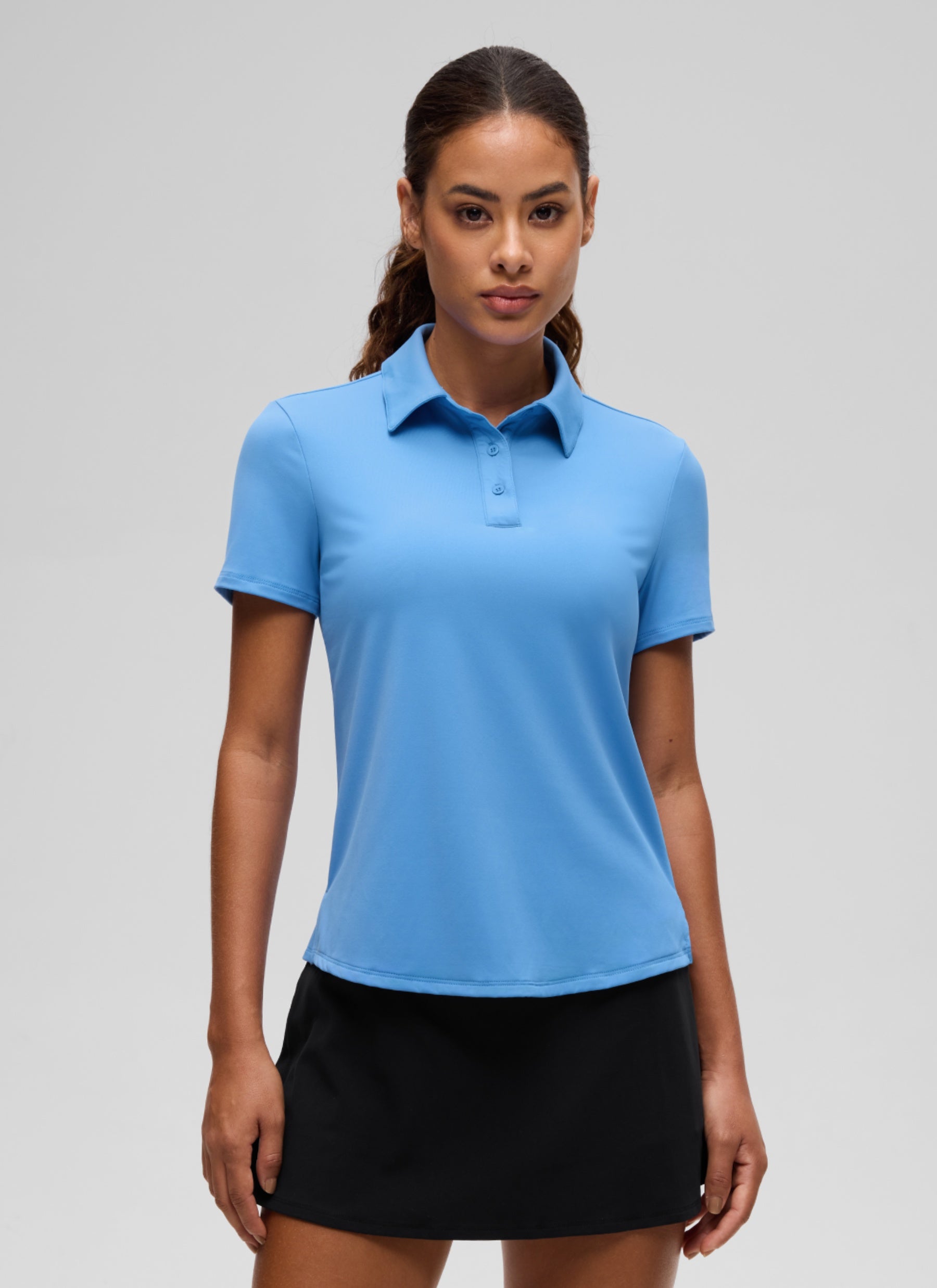 CRZ YOGA Women's Golf Tennis Hip Length Polo Slim Fit Short Sleeve Party Blue