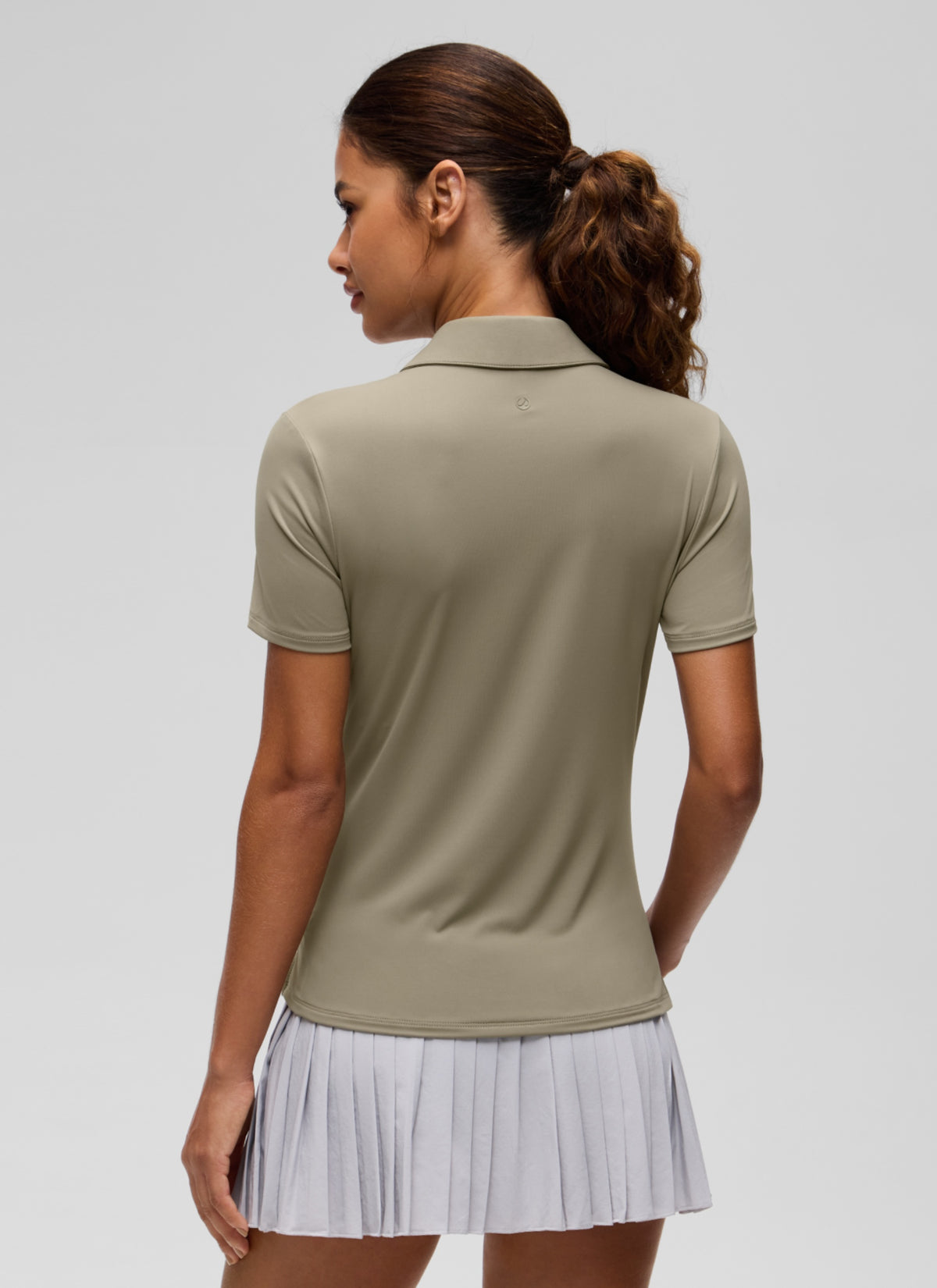 CRZ YOGA Women's Golf Tennis Hip Length Polo Slim Fit Short Sleeve Warm Ash Grey @model_info:J