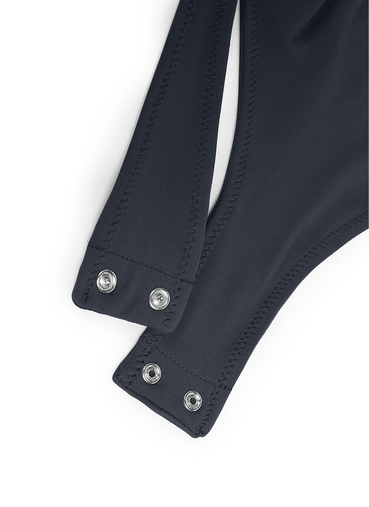 CRZ YOGA Women's Yoga Tight Fit High Neck Racerback Bodysuits True Navy