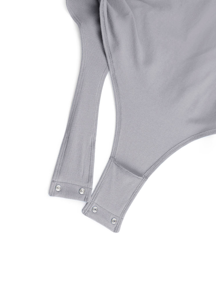 CRZ YOGA Women's Yoga Crew Neck Short Sleeves Bodysuits Gull Gray