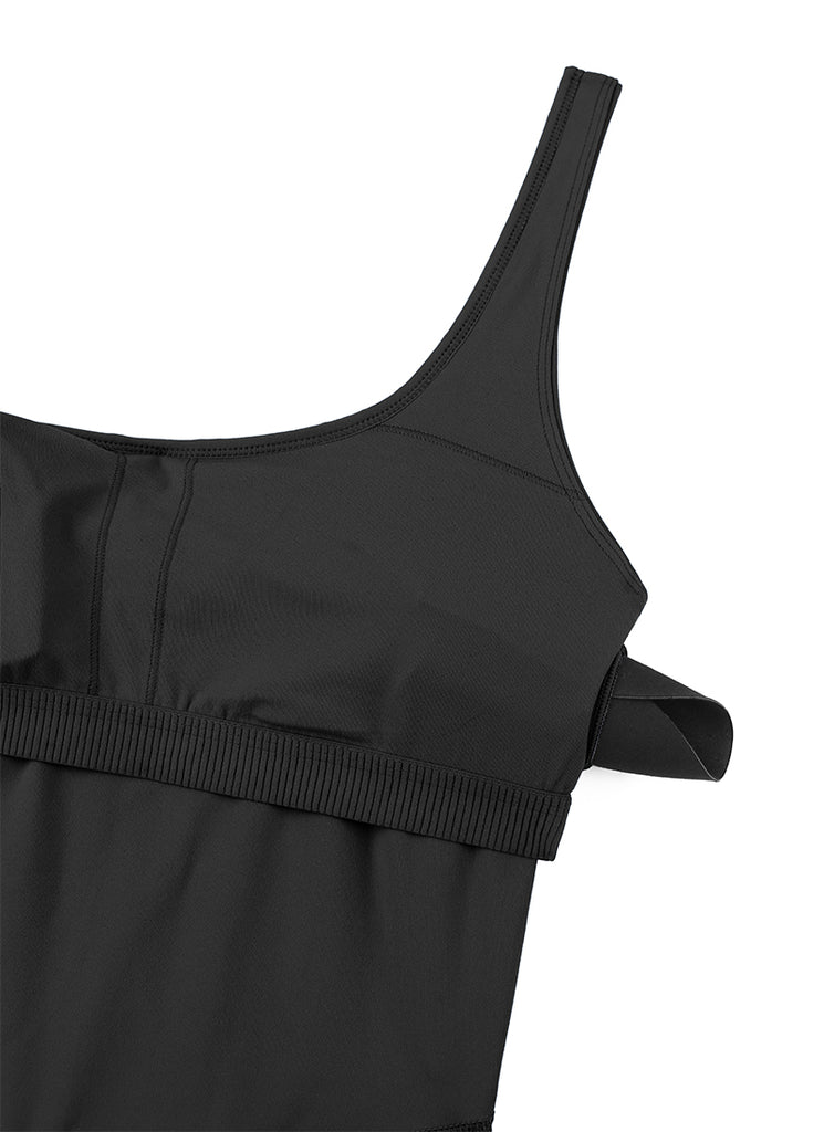 CRZ YOGA Women's Yoga Tight Fit Romper Shorts Bodysuit Jumpsuits Black