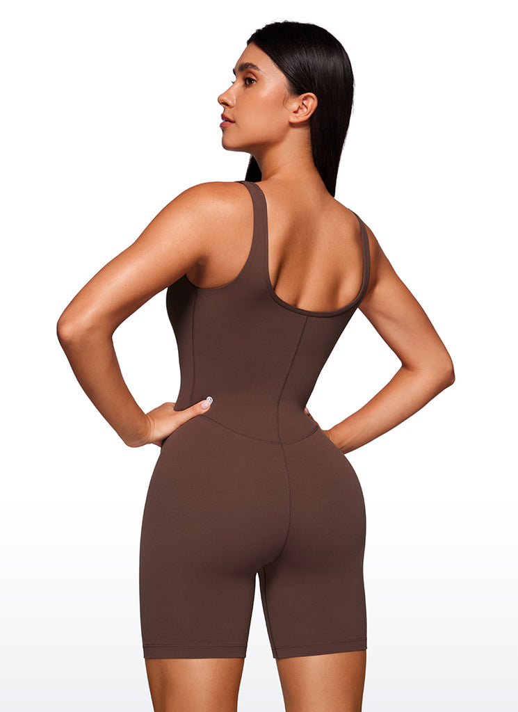 CRZ YOGA Women's Yoga Tight Fit Romper Shorts Bodysuit Jumpsuits True Navy