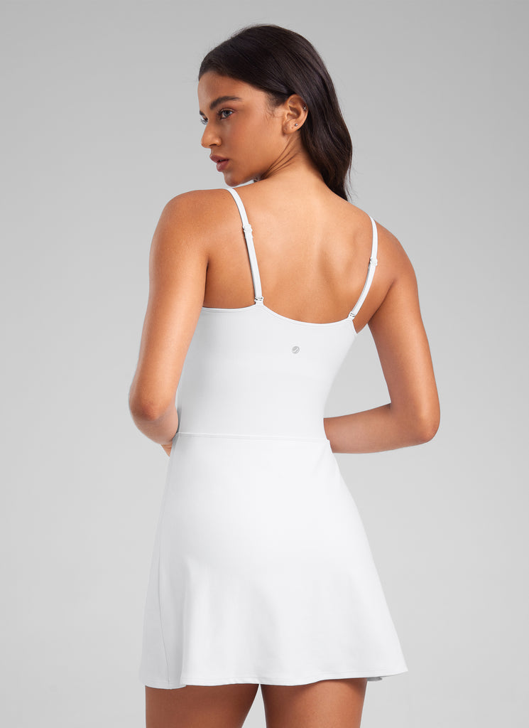 CRZ YOGA Butterluxe Spaghetti Strap Athletic Casual Tennis Dresses White