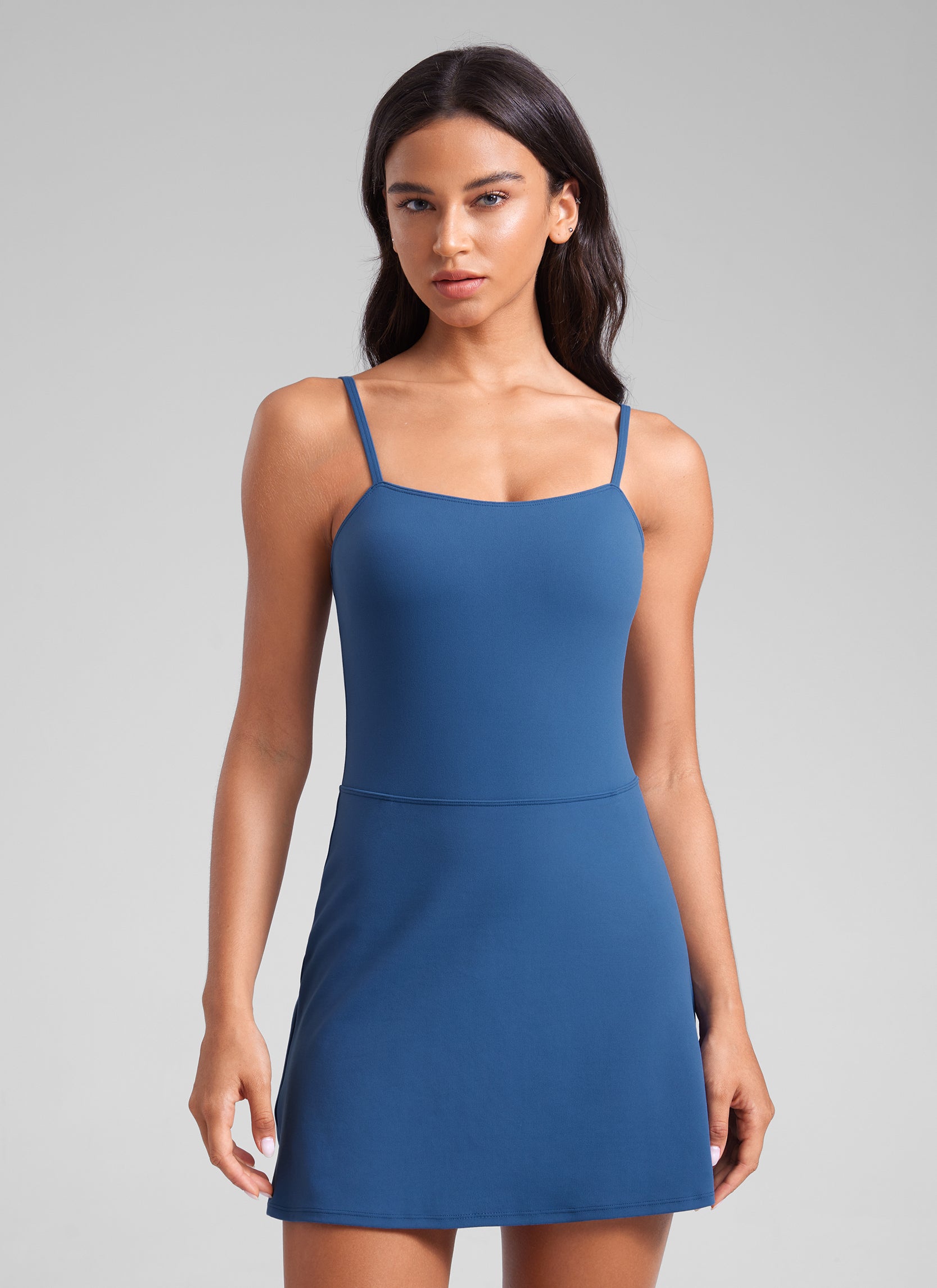 CRZ YOGA Butterluxe Spaghetti Strap Athletic Casual Tennis Dresses Pitch Blue