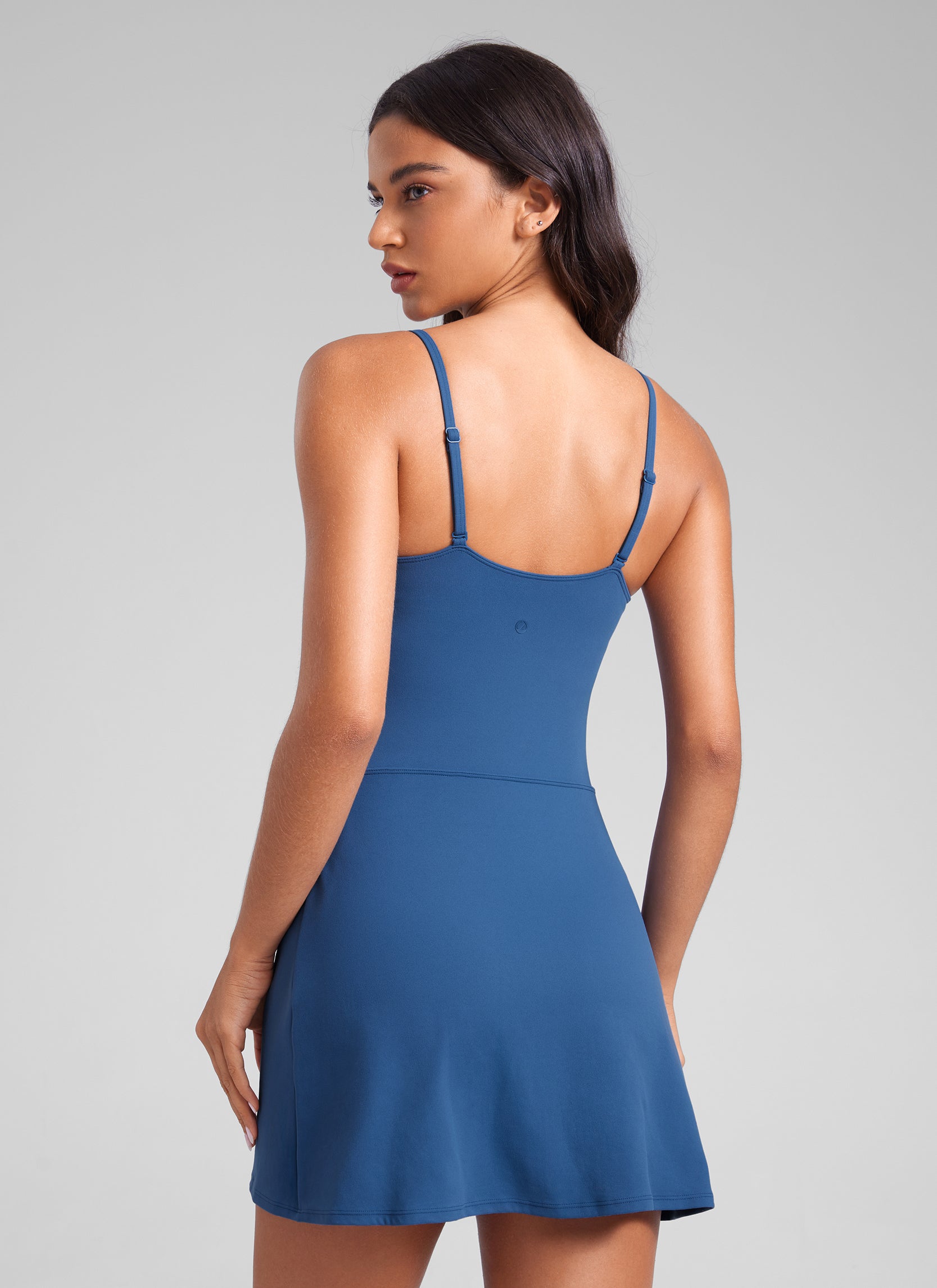 CRZ YOGA Butterluxe Spaghetti Strap Athletic Casual Tennis Dresses Pitch Blue