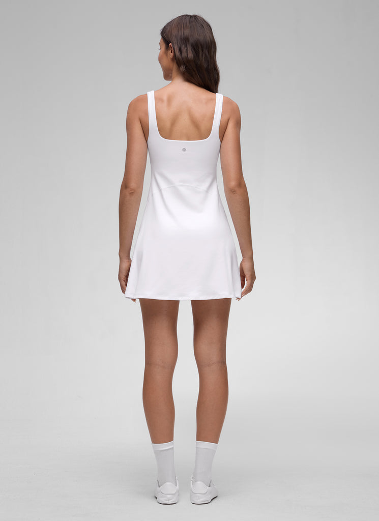 CRZ YOGA Women Butterluxe Square Neck Shelf Bra Tennis Dresses A line White