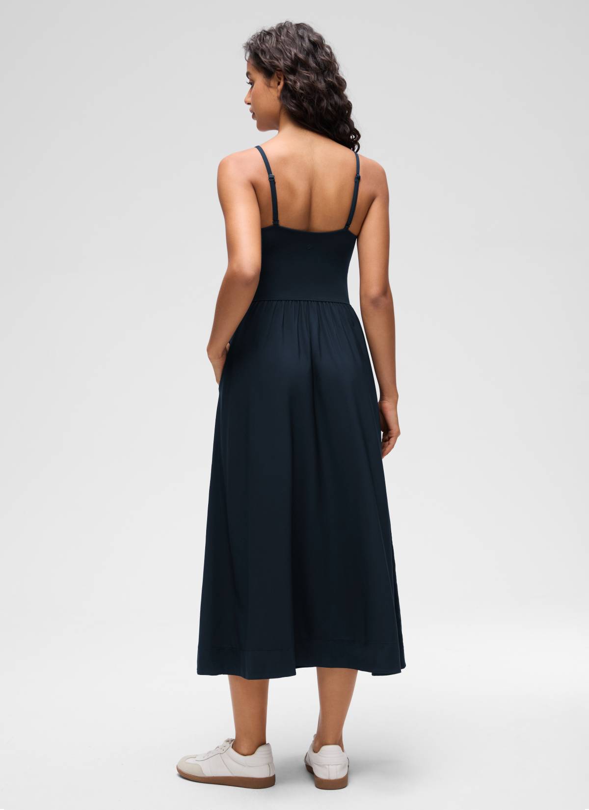 CRZ YOGA Women's Casual V Neck Built in Bra Long Dress True Navy