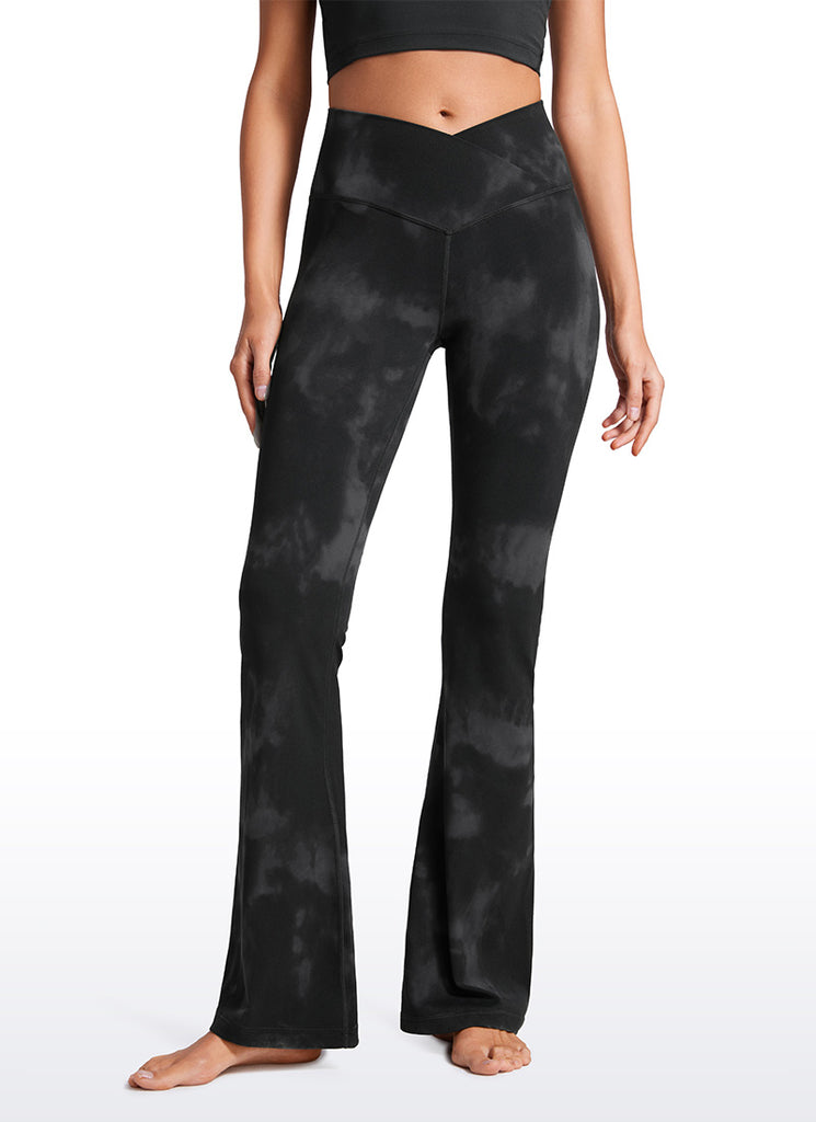 CRZ YOGA Women Butterluxe V Crossover High Waist Flare Leggings 31" Grey Sage