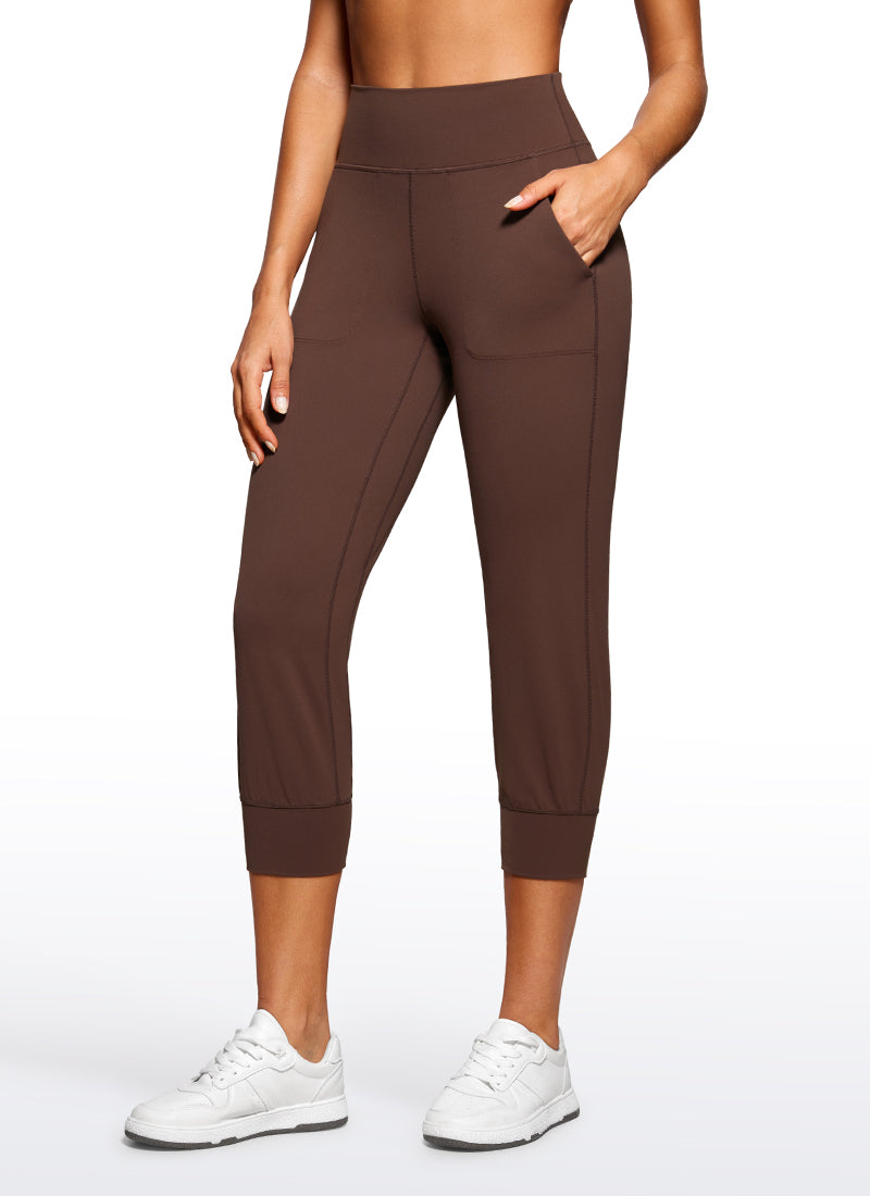 CRZ YOGA Women's Butterluxe High Rise Joggers Pants with Pockets 23'' Coffee Brown
