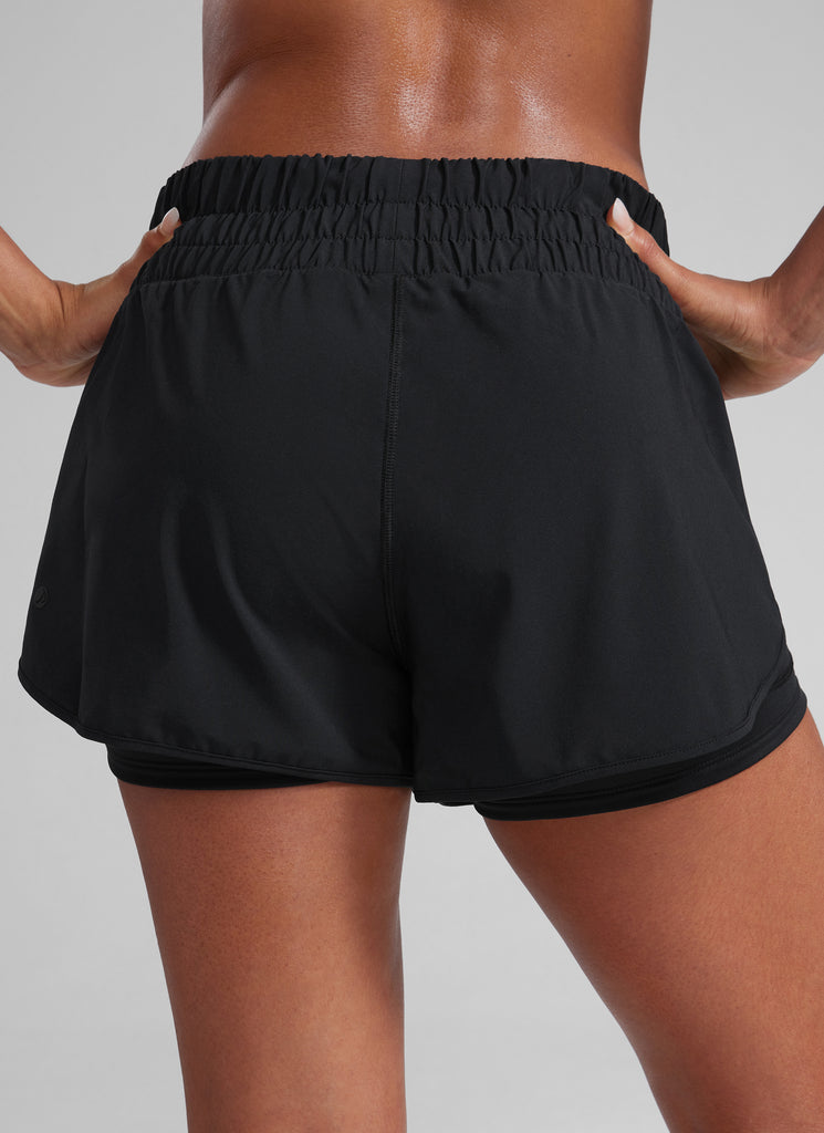CRZ YOGA Women's Train High-Rise 2 in 1 Shorts with Pocket 3'' True Navy