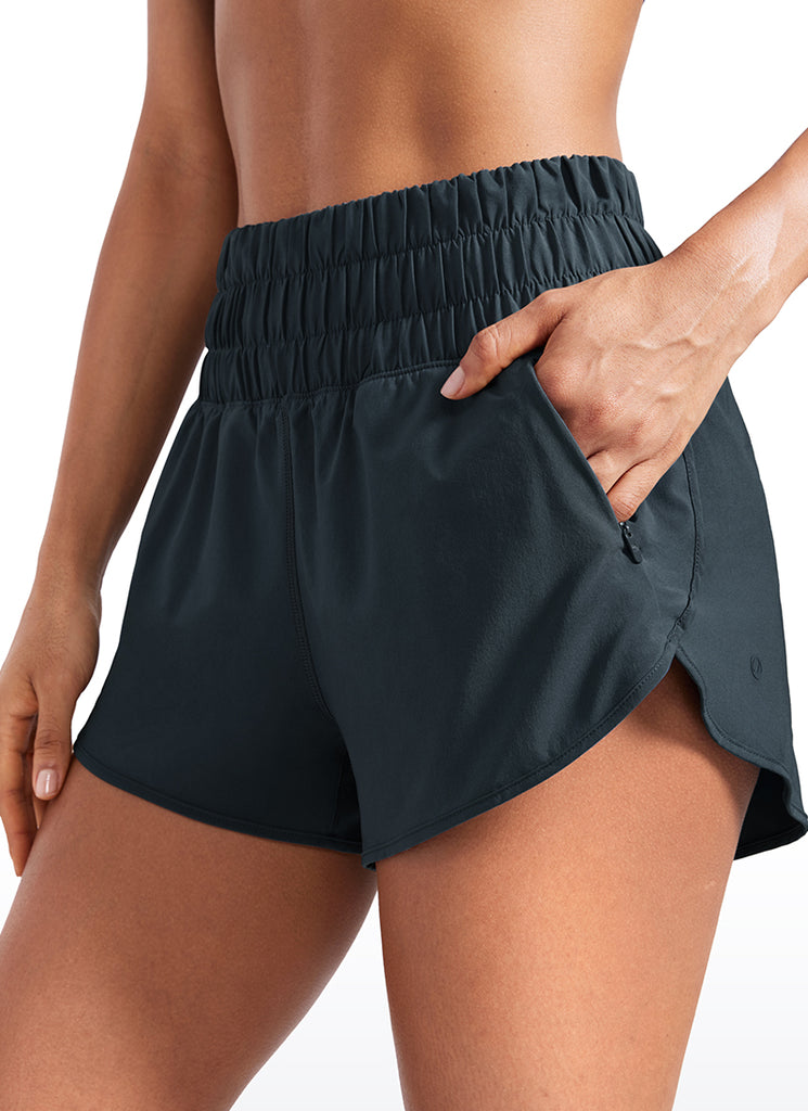 CRZ YOGA Women's Running Feathery-Fit Soft High Rise Shorts Pocket 3'' True Navy