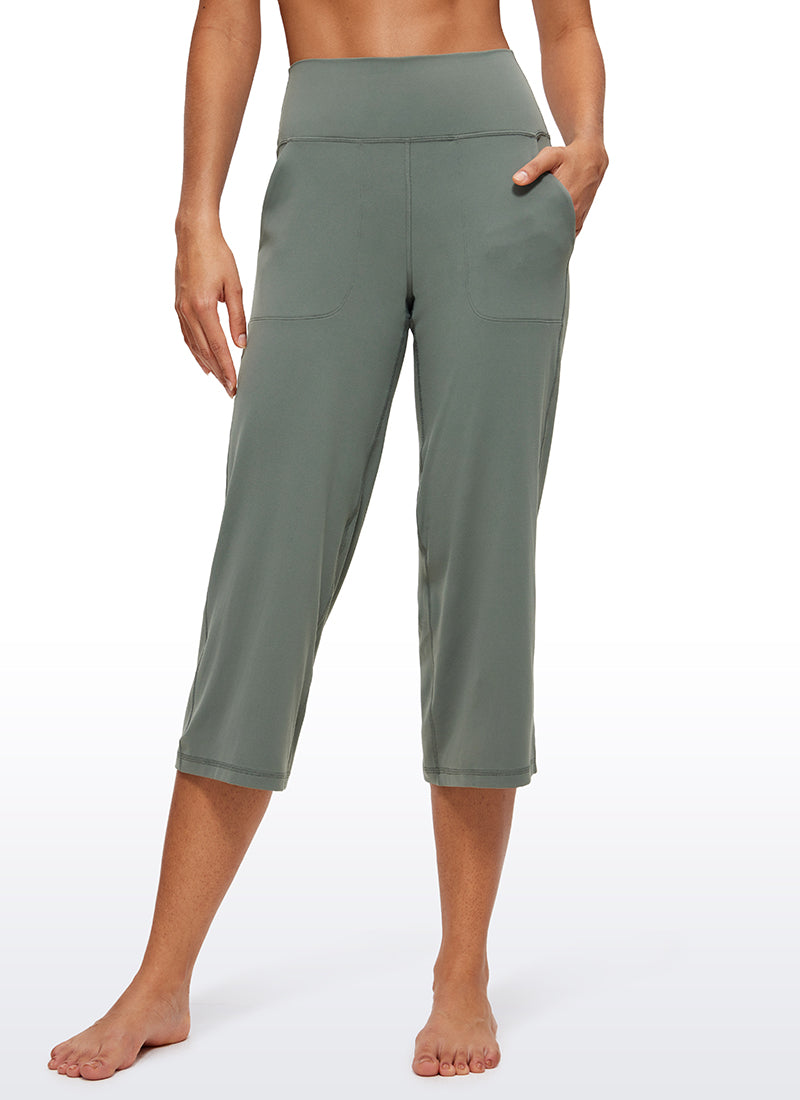 CRZ YOGA Women's Butterluxe High Rise Wide Leg Pants with Pockets 23'' Grey Sage