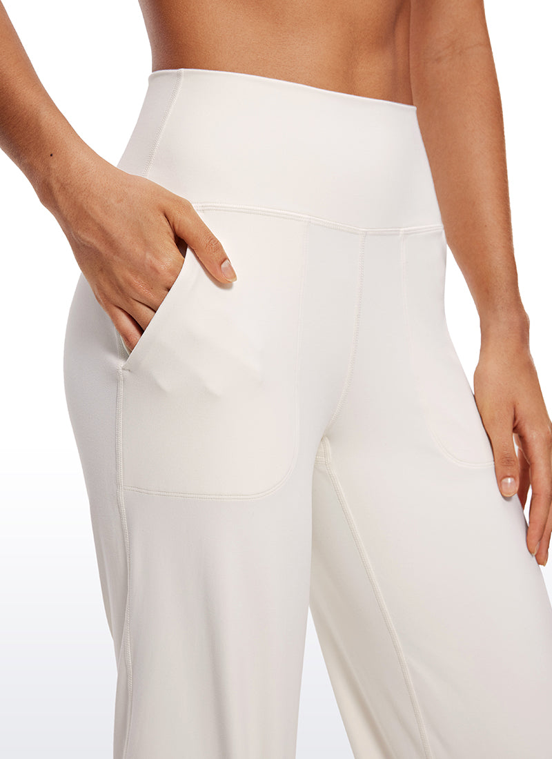 CRZ YOGA Women's Butterluxe High Rise Wide Leg Pants with Pockets 23'' White Apricot