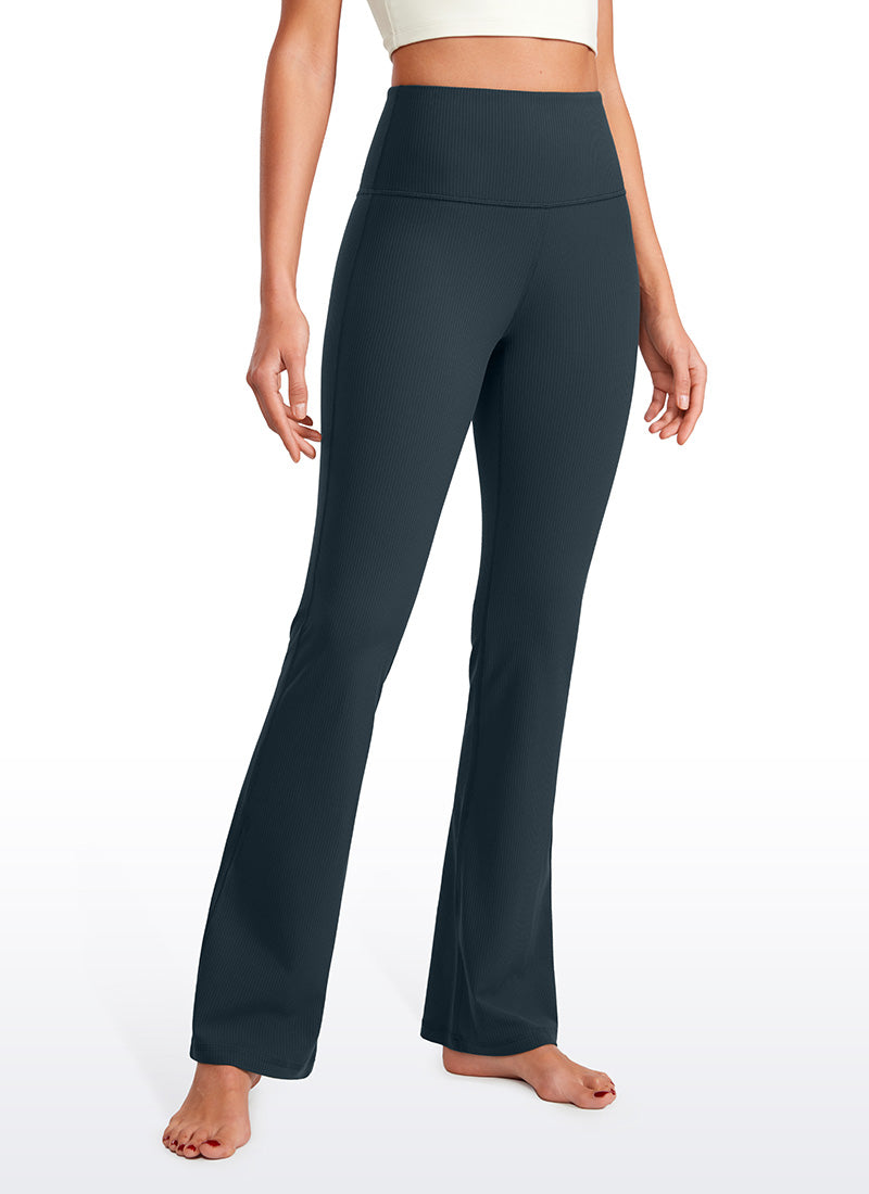 CRZ YOGA Womens Ribbed Pocket High Waist Bootcut  Flare Leggings 31